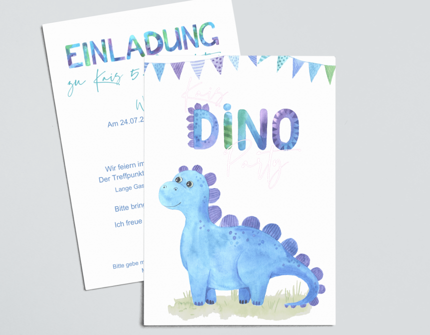 Dino Birthday Geburtstagseinladung A6 Hochformat