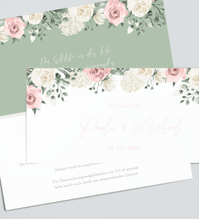 Pink Floral Wedding Address Labels Card Template