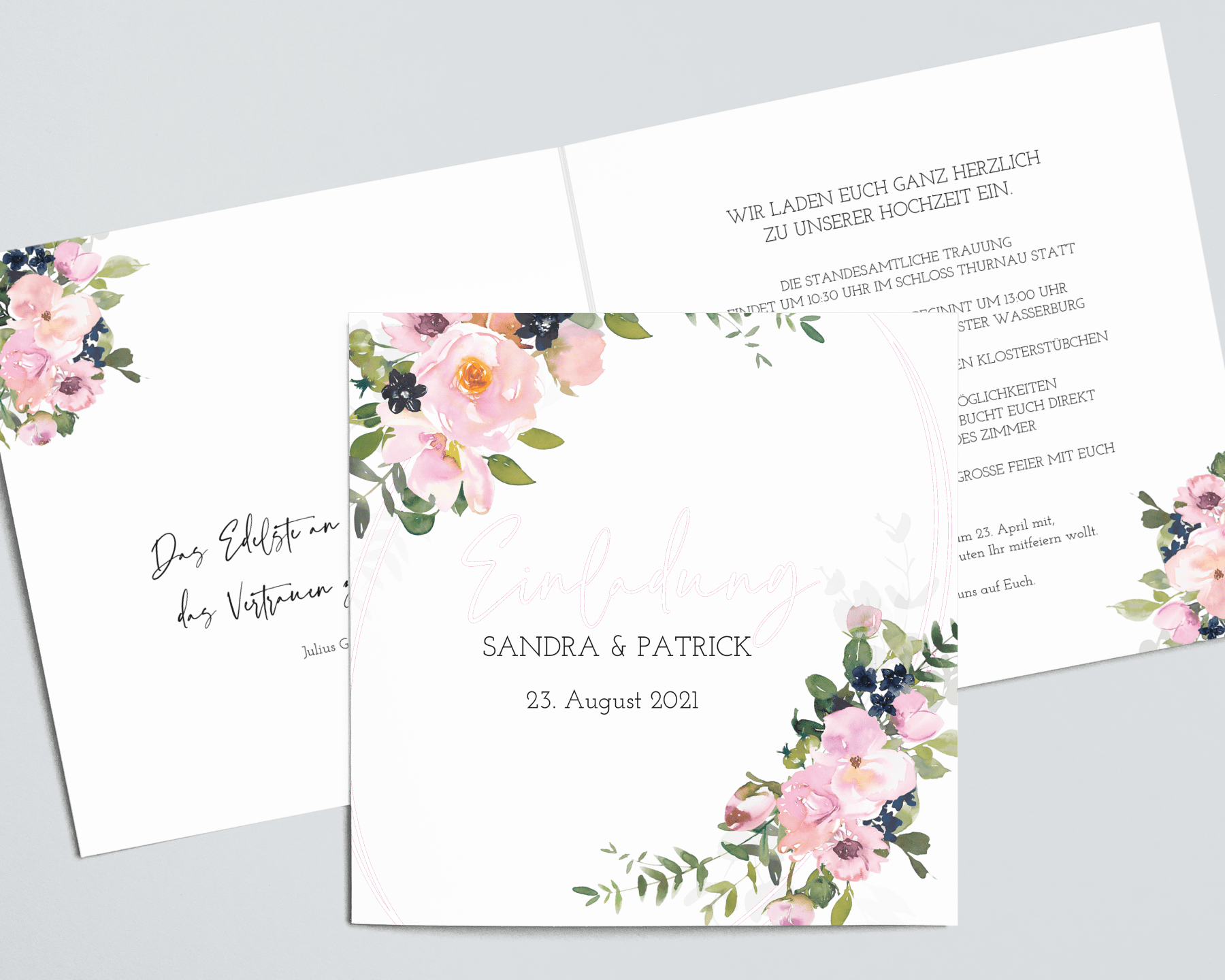 36+ Save the date sprueche hochzeit , Fiore Einladung quadratisch zur Hochzeit